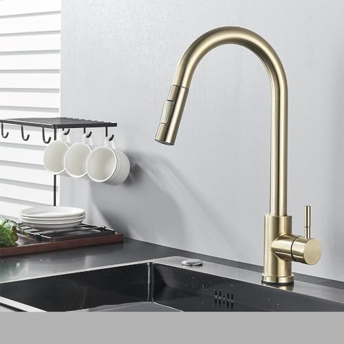 CQDWD Touch Control Kitchen Wasserhahn - empfindlicher Sensormixer Tippen Sie für Küche, schwarzes Gold Finish CQDWD Touch Control Kitchen Wasserhahn - empfindlicher Sensormixer Tippen Sie für Küche, schwarzes Gold Finish von CQDWD