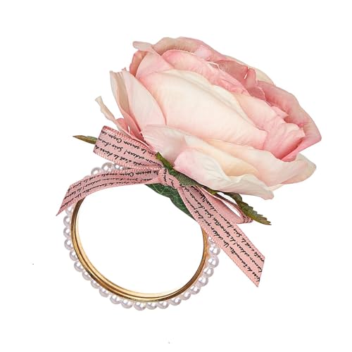CQEAZ Eukalyptusblätter Serviettenringe Hochzeit Serviettenhalter Schnallen mit Rosenperle für Ostern und Hochzeit Tischdekoration Serviettenringe von CQEAZ