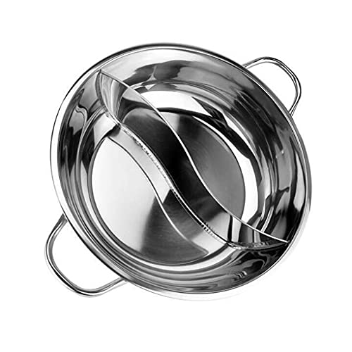 Shabu Shabu Hot Pots Kochgeschirr Set Töpfe Suppenboden Edelstahltopf mit Trennwand 2 Größen wählbar Edelstahltopf und Pfannen Set antihaftbeschichtet spülmaschinenfest zum Kochen für Induktion Herd von CQEAZ
