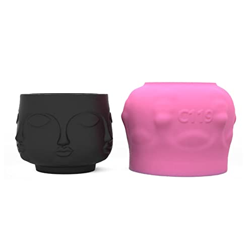 Silikonform mit niedlichem Gesicht, Cartoon-Blumentopf, niedliches Gesicht, Dekoration für Zuhause, Garten, Dekoration, Basteln, Silikon-Blumenformen für Zement von CQEAZ