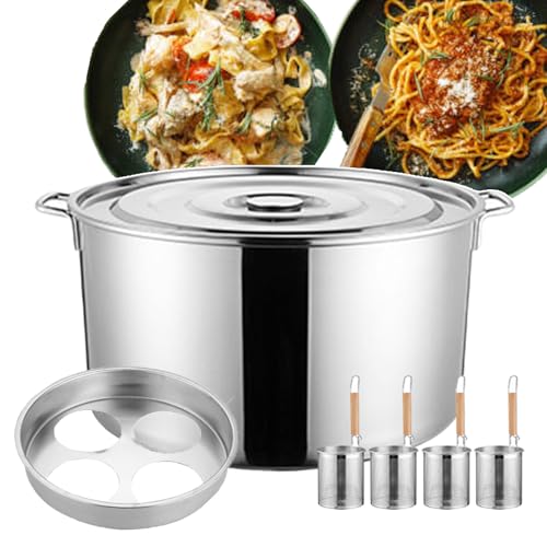 CQIKRWGWS Kommerzieller Spaghettikocher, Pastatöpfe, Nudelsuppentöpfe, Kochgeschirr zum Kochen von Nudeln mit 3/4-Siebkorb – benutzerfreundliches Hakendesign, Mehrzweck in einem Topf – 3/4-Löcher,4-h von CQIKRWGWS