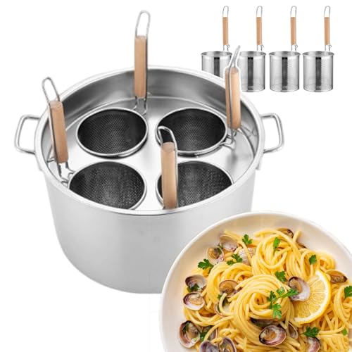 CQIKRWGWS Kommerzielles Nudeltopf-Einsatz-Kocher-Set | Edelstahl-Multikochgeschirr-Set 3/4 mit Siebkorb | Küchenkochtopf für Hot Pot | Sie können Verschiedene Speisen gleichzeitig zubereiten von CQIKRWGWS