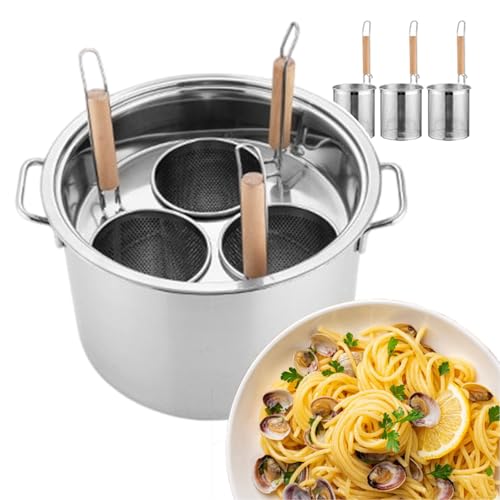 CQIKRWGWS Kommerzielles Nudeltopf-Einsatz-Kocher-Set | Edelstahl-Multikochgeschirr-Set 3/4 mit Siebkorb | Küchenkochtopf für Hot Pot | Sie können Verschiedene Speisen gleichzeitig zubereiten von CQIKRWGWS