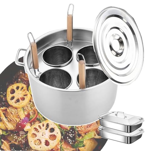 CQIKRWGWS Kommerzielles Spaghetti-Nudelkocher-Set mit 2 Backblechen, Pastatöpfen und Suppentöpfen mit Siebkorb und Hängedeckel, Dampfgarer-Kochtopf mit 3/4-Loch-Teiler,4- von CQIKRWGWS