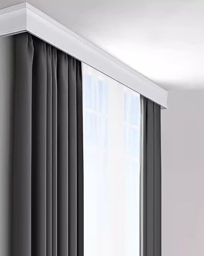 CQIKRWGWS Robuste weiße Vorhangschiene – Wandmontiertes 3-in-1-Doppelschienensystem für Fenster-Raumteiler, verstellbar von 1 m bis 5 m (325 cm/128 Zoll/10,7 Fuß) von CQIKRWGWS