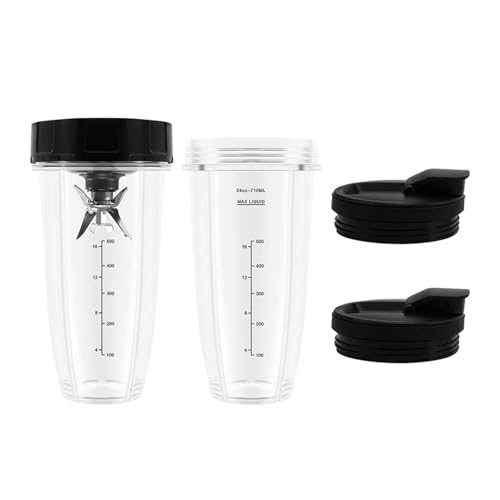 Zubehör For Mixerbecher: BAAN-Mixer-Ersatzteile, 2 24-oz-Becher Mit To-Go-Deckel, 7-Flossen-Extraktionsklinge, Kompatibel Mit Nutri Ninja Auto IQ Zubehör For Mixerbecher: BAAN-Mixer-Ersatzteile, 2 24-oz-Becher Mit To-Go-Deckel, 7-Flossen-Extraktionsklinge, Kompatibel Mit Nutri Ninja Auto IQ von CQJFCYBRA