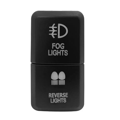 Druckschalter 12V Dual Push Button Switch Grün/Blau Led Licht Bar Mit Kabel Fit Für Toyota Bus 4Runner Hilux RAV4 Prado Hupenknopf(Fog Reverse) von CQJJXKYC