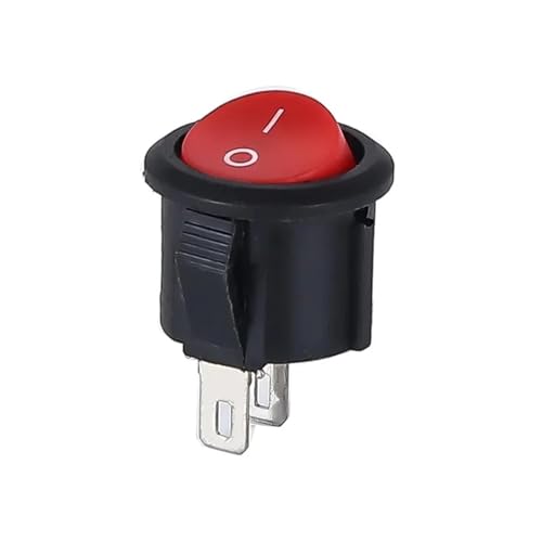 Druckschalter 5 STÜCKE 2 Pin EIN/AUS Runde Wippschalter 10A125VAC 20mm Durchmesser Kunststoff Push Power Button Switch Kippschalter Hupenknopf(KCD1 Round Red,5PCS) von CQJJXKYC