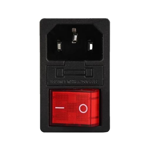 Druckschalter AC-01-2 Power Lnlet Socket LEC 320 C14 3Pin Stecker Stecker Panel Montiert Mit Rot Licht Rocker Schalter Hupenknopf(40PCS) von CQJJXKYC