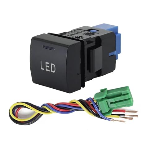 Druckschalter Power Light vorne hinten Nebelscheinwerfer Power On Off LED DRL Knopfschalter mit Kabel passend für Toyota Camry Corolla 2018 Rav4 2019 2020 Hupenknopf(LED) von CQJJXKYC