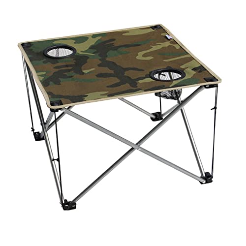 Klapptisch, Campingtisch, tragbar, mit Getränkehalter, klappbarer Picknicktisch, leicht, Camouflage, mit Tasche, für Outdoor, Angeln, Bank, Wandern, Garten, Kochen, tragbarer, klappbarer Campingtisc von CQLXZ