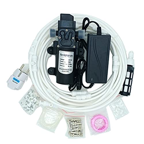 Outdoor-Nebelkühlsystem-Set mit 12-V-Pumpe, Sprühgeräte für Terrasse mit Messingsprühgeräten, Gartenkühlsystem, DIY-Mikro-Tropfbewässerungssystem für Terrasse, Garten, Rasen, Hausbewässerung von CQLXZ