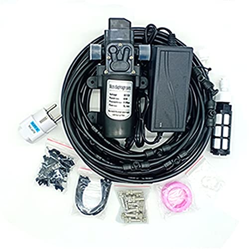 Outdoor-Nebelkühlsystem-Set mit 12-V-Pumpe, Sprühgeräte für Terrasse mit Messingsprühgeräten, Gartenkühlsystem, DIY-Mikro-Tropfbewässerungssystem für Terrasse, Garten, Rasen, Hausbewässerung von CQLXZ