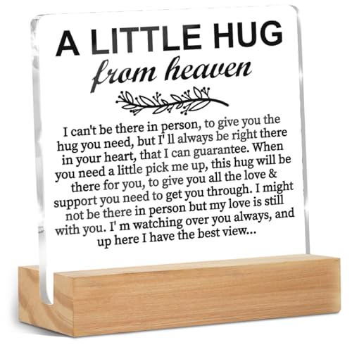 Acryl-Schild, "A Little Hug from Heaven", Gedenkgeschenk für den Verlust eines geliebten Menschen, Tischdekoration, Trauergeschenk, Beileidsgeschenk für Mutter, Vater, Paar von CQM