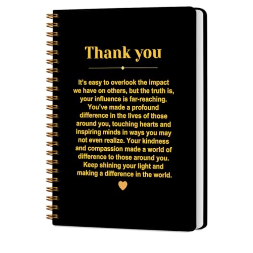 CQM Thank You Gold Hardcover Spiral Notebooks, Notebook College Ruled, Thanksgiving Gifts for Colleagues Leaders, Thank You Gift for Women Men Coworkers Leader Mentor Appreciation Gifts for Employees von CQM