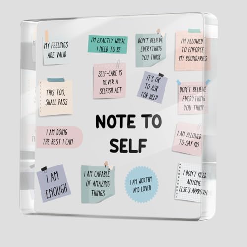 Positive Affirmation Gifts for Women Men Friends, Mental Health Therapist Office Desk Acrylic Sign, Counseling Office Art Decorative Signs for Desk Shelf Tabletop Cubicle, Note to Self von CQM
