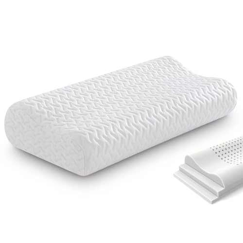 CQQC Höhenverstellbares Memory Foam Kissen, Ergonomisches Nackenstützkissen Kopfkissen, Nackenkissen mit Bezug, Seitenschläferkissen für Rücken- und Bauchschläfer von CQQC