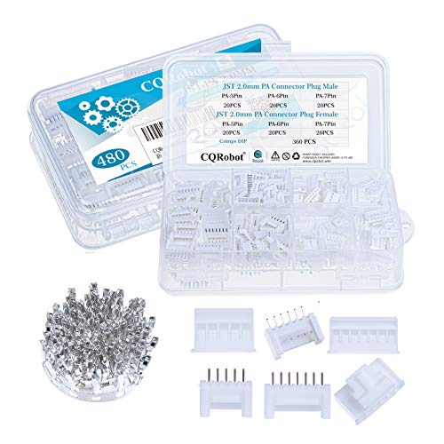 CQRobot JST HY 2,0 mm Tonhöhe 5-Polige / 6-Polige / 7-Polige Steckverbinder IC Männlich Stecker, Weiblich Buchsengehäuse und T-Crimp-Klemme.60 Sätze/480 Teile Kabel-Platine-Adapterkabelbaugruppe. von CQRobot