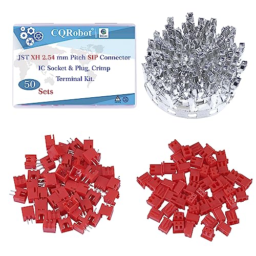 CQRobot JST Rot XH 2,54 mm Tonhöhe 2-Polige JST IC Männlich Stecker, Weiblich Buchsengehäuse und T-Crimp-Klemme Bausatz. 50 Sätze / 200 Teile JST Rot XH Steckverbinder Adapterkabelbaugruppe. von CQRobot