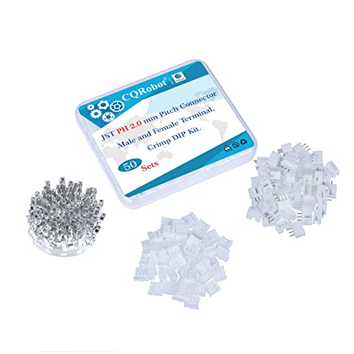 CQRobot JST PH 2,0 mm Tonhöhe 3-Polige Elektronischer Steckverbinder IC Männlich Stecker, Weiblich Buchsengehäuse und T-Crimp-Klemme. 50 Sätze / 250 Teile Kabel-Platine-Adapterkabelbaugruppe. von CQRobot