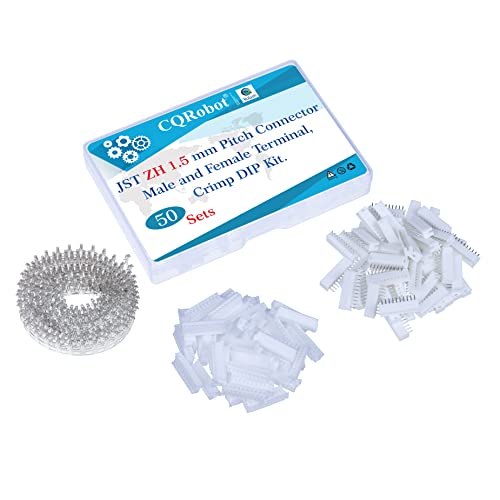 CQRobot JST ZH 1,5 mm Tonhöhe 10-Polige Elektronischer Steckverbinder IC Männlich Stecker, Weiblich Buchsengehäuse und T-Crimp-Klemme. 50 Sätze / 600 Teile Kabel-Platine-Adapterkabelbaugruppe. von CQRobot