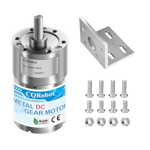 CQRobot 6.25:1 Metal DC Geared-Down Motor 37Dx65L mm 24V, with 64 CPR Encoder and Mounting Bracket. 24V-14W-1600RPM-3.5 kg.cm (49 oz.in). D-Shaped Output Shaft 6 mm Diameter and Long 16 mm. von CQRobot