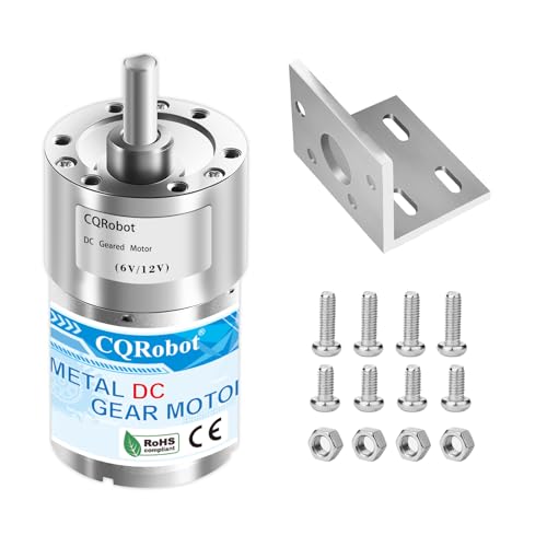 CQRobot 810:1 Metal DC Geared-Down Motor 37Dx59.8L mm 6V or 12V with Mounting Bracket Kit. 6V-3W-6RPM-70 kg.cm(972 oz.in), 12V-6W-13RPM-70 kg.cm(972 oz.in), D-Shaped Output Shaft Long 16mm. von CQRobot