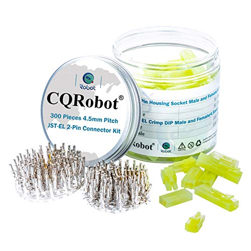 CQRobot JST EL 4,5 mm Tonhöhe 2-PoligeSteckverbinder IC Männlich Stecker und Weiblich Steckdose Gehäuse, Männlich/Weiblich T-Crimp-Klemme. 50 Sätze/300 Teile Draht-zu-Draht-Adapterkabelbaugruppe. von CQRobot