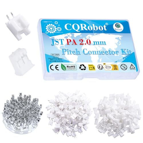 CQRobot JST PA 2,0 mm Tonhöhe 2-Polige Elektronischer Steckverbinder IC Männlich Stecker, Weiblich Buchsengehäuse und T-Crimp-Klemme. 100 Sätze / 400 Teile Kabel-zu-Platine-Adapterkabelbaugruppe. von CQRobot