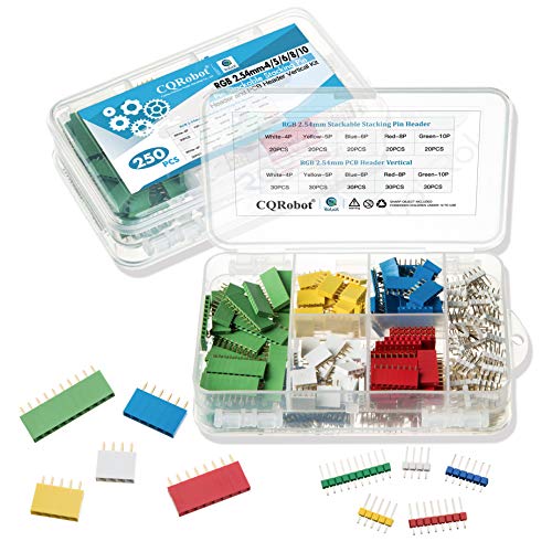 CQRobot 2.54 mm Pitch 4-Pin / 5-Pin / 6-Pin / 8-Pin / 10-Pin Colorful Stackable Stacking Pin PCB Vertical Header Kit. Application to DIY Prototyping Electronic Projects. CQRobot 2.54 mm Pitch 4-Pin / 5-Pin / 6-Pin / 8-Pin / 10-Pin Colorful Stackable Stacking Pin PCB Vertical Header Kit. Application to DIY Prototyping Electronic Projects. von CQRobot