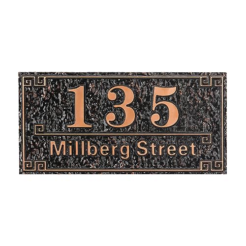 CQSXM Hausnummer, Hausnummernschild mit Gravur Straßenname, Name und Wunsch-Nummer, 3D-Effekt, Mit holpriger Textur, Robust & etterfest (Bronze, 24x12 cm) von CQSXM