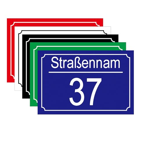 CQSXM Hausnummer mit Straßennamen und Nummer Hausnummernschild aus Aluminiumlegierung - Anpassbare Nummer und Straßenname Wetterfest (15x10 cm) von CQSXM