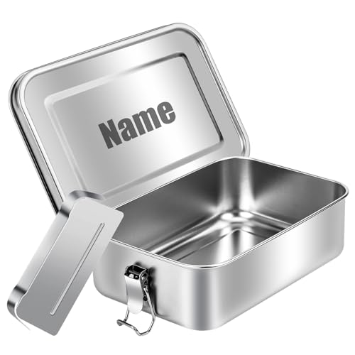 CQSXM Personalisierte Brotdose mit Gravur Text, Edelstahl Lunchbox mit Fächern, Auslaufsicher Lunchbox Bewegliche Trennwand, Umweltfreundlich und BPA-frei - Für Kinder und Erwachsene (1400ml) von CQSXM