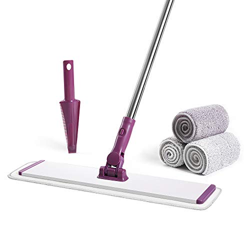 CQT Kommerzieller Flacher Mikrofaser-Bodenwischer, Reinigungssystem, 45,7 cm, nasses, trockenes und staubiges Hartholz mit 4 waschbaren Pads, Reiniger für Laminat, Fliesen, Edelstahlgriff und CQT Kommerzieller Flacher Mikrofaser-Bodenwischer, Reinigungssystem, 45,7 cm, nasses, trockenes und staubiges Hartholz mit 4 waschbaren Pads, Reiniger für Laminat, Fliesen, Edelstahlgriff und von CQT