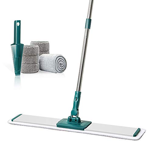 CQT Kommerzieller Flacher Mikrofaser-Bodenwischer, Reinigungssystem, 61 cm, nasses, trockenes und staubiges Hartholz mit 4 waschbaren Pads, Reiniger für Laminat, Fliesen, Edelstahlgriff und CQT Kommerzieller Flacher Mikrofaser-Bodenwischer, Reinigungssystem, 61 cm, nasses, trockenes und staubiges Hartholz mit 4 waschbaren Pads, Reiniger für Laminat, Fliesen, Edelstahlgriff und von CQT