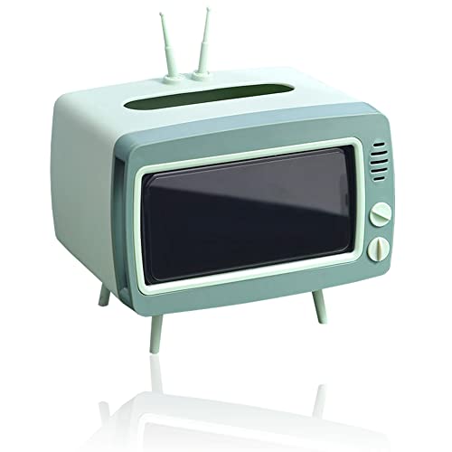 CQUUKOI Lustige niedliche TV-Taschentuchbox multifunktional quadratisch Handy-Halterung für alle Smartphones Toilettenpapier-Serviettenbox Schreibtisch-Dekoration für Zimmer Badezimmer Küche (grün) von CQUUKOI