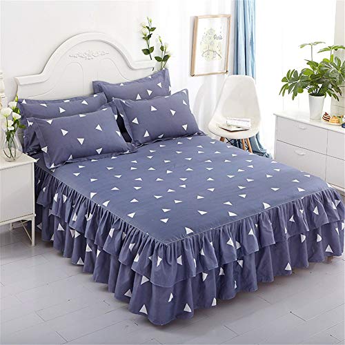 CQZM Bilateral Drucken Bettvolant Babybett Elastizität Mit Rüschen Bed Skirt rutschfest Atmungsaktiv Bettrock Tagesdecke Knitterfest Für Schlafzimmer Wohnheim EtcC-180x220cm(71x87inch) von CQZM