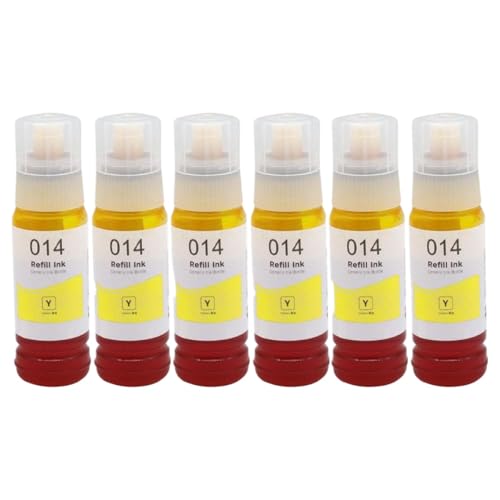 CQadsDyrx 70 ml Farbstofftinte Nachfüllkompatibel mit 013 014 011 012 114 115 552 L8160 L8168 L8188 L8050 ET-8500 ET-8550 L8180 Drucker(Y-6pcs) von CQadsDyrx