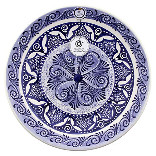 CERÁMICA RAMBLEÑA | Dekorativer Teller zum Aufhängen | Keramikteller | Wandteller | Wandteller Modell D25 | 100% Handdekoration | 35x35x5 cm von CR CERAMICA RAMBLEÑA