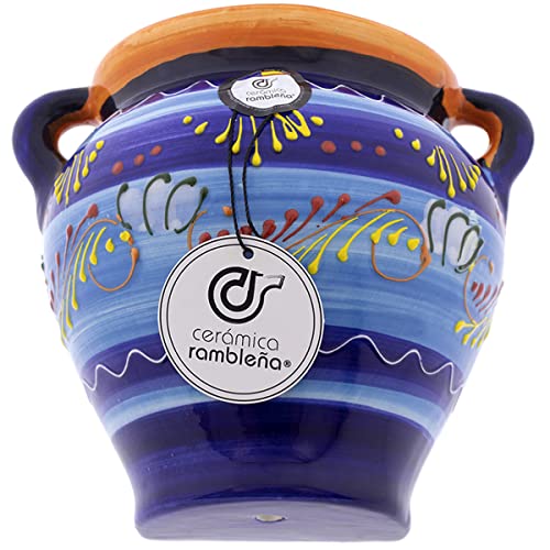 CERÁMICA RAMBLEÑA | Hängetopf | Wandtopf | Wandtopf | Modell 03 | 100% handdekoriert | 13x11x10 cm von CR CERAMICA RAMBLEÑA