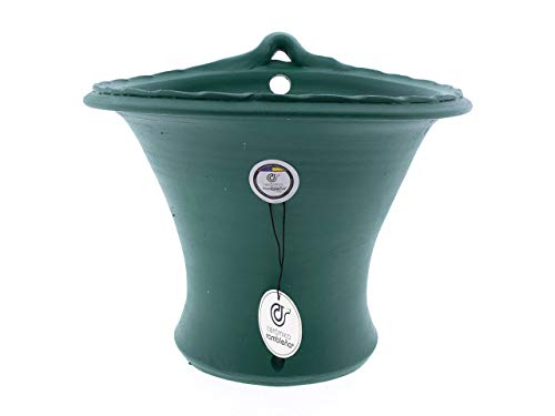 CERÁMICA RAMBLEÑA | Patios de Córdoba Grüner Wandtopf | Großer Topf | Outdoor-Topf | Hängetopf | 100% handdekoriert | 25x22x23 cm von CR CERAMICA RAMBLEÑA