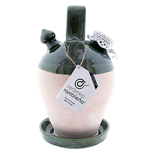 CERÁMICA RAMBLEÑA | Traditioneller Tonkrüge aus grünem Ton aus La Rambla (Cordoba) | 100% Handarbeit | 4 Liter | ECO | ZUBEHÖR INKLUSIVE von CR CERAMICA RAMBLEÑA