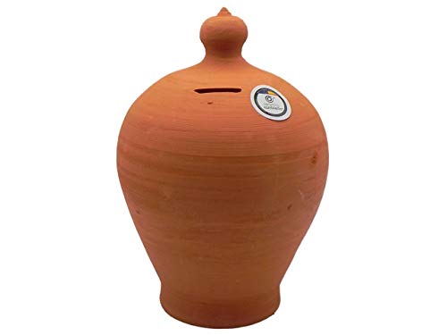 CERÁMICA RAMBLEÑA | Traditionelles Sparschwein aus Rambleño-Ton | Kindersparschwein | 100% Handarbeit | 13x13x21 cm von CR CERAMICA RAMBLEÑA
