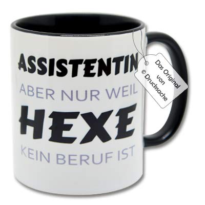 CR Photography Spruchtasse Hexentasse Funtasse Kaffeebecher Henkelbecher Tasse mit Spruch Teetasse Kaffeetasse Tasse mit Aufdruck ASSISTENTIN Aber nur Weil Hexe kein Beruf ist von CR Photography