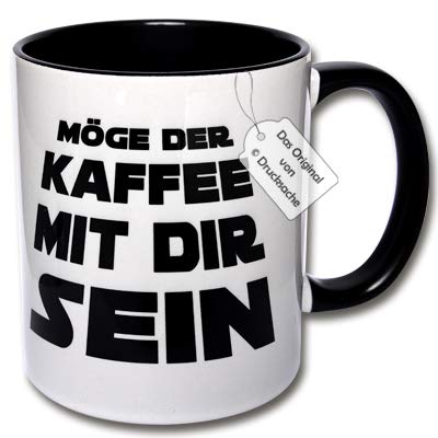 CR Photography Spruchtasse Kaffeebecher Frühstück Henkelbecher Tasse mit Spruch Büro Tasse mit Aufdruck Möge der Kaffee mit dir Sein! (Bicolor (Schwarz-weiß)) von CR Photography