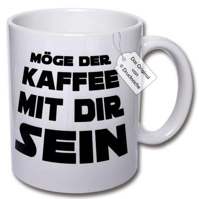 CR Photography Spruchtasse Kaffeebecher Frühstück Henkelbecher Tasse mit Spruch Büro Tasse mit Aufdruck Möge der Kaffee mit dir sein! (Weiß) von CR Photography