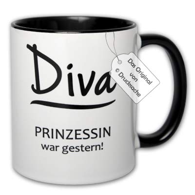 CR Photography Spruchtasse Kaffeetasse Frauen Geschenk Henkelbecher Tasse mit Spruch Büro Tasse mit Aufdruck Diva - Prinzessin war gestern! von CR Photography