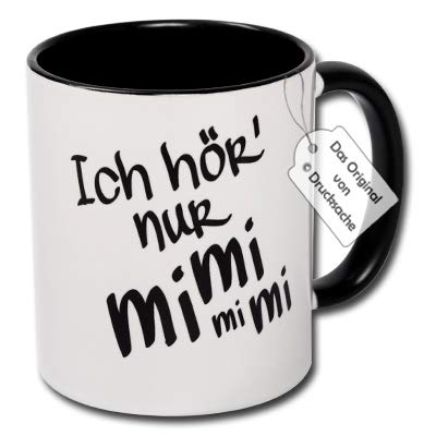 CR Photography Tasse mit Spruch Ich hör' nur Mimimimi - Kaffee-Tasse, Spruchtasse, Teetasse, Geschenk (A: Schwarz-Weiß) von CR Photography