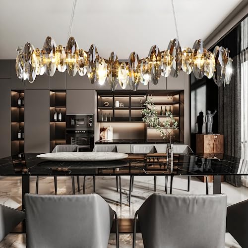 CRABOT Esszimmer Lampen Vintage Küchenlampen Hängelampe Lampe Schlafzimmer Modern Gold Pendelleuchte Industriel Deckenleuchte Kronleuchter Kristall, 6-Flammig(Rechteck) von CRABOT