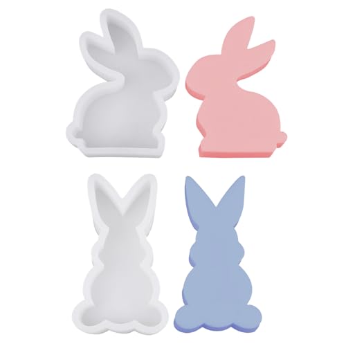 2 Stück Silikonformen Gießformen Ostern, Niedliche Hasenform für Ostern, 3D Silikonform, Kaninchen Gießform Ostern, Silikonform Hase Ostern für Gips, Sojawachskerzen, Heimdekoration, Osterdekoration von CRADMPAT